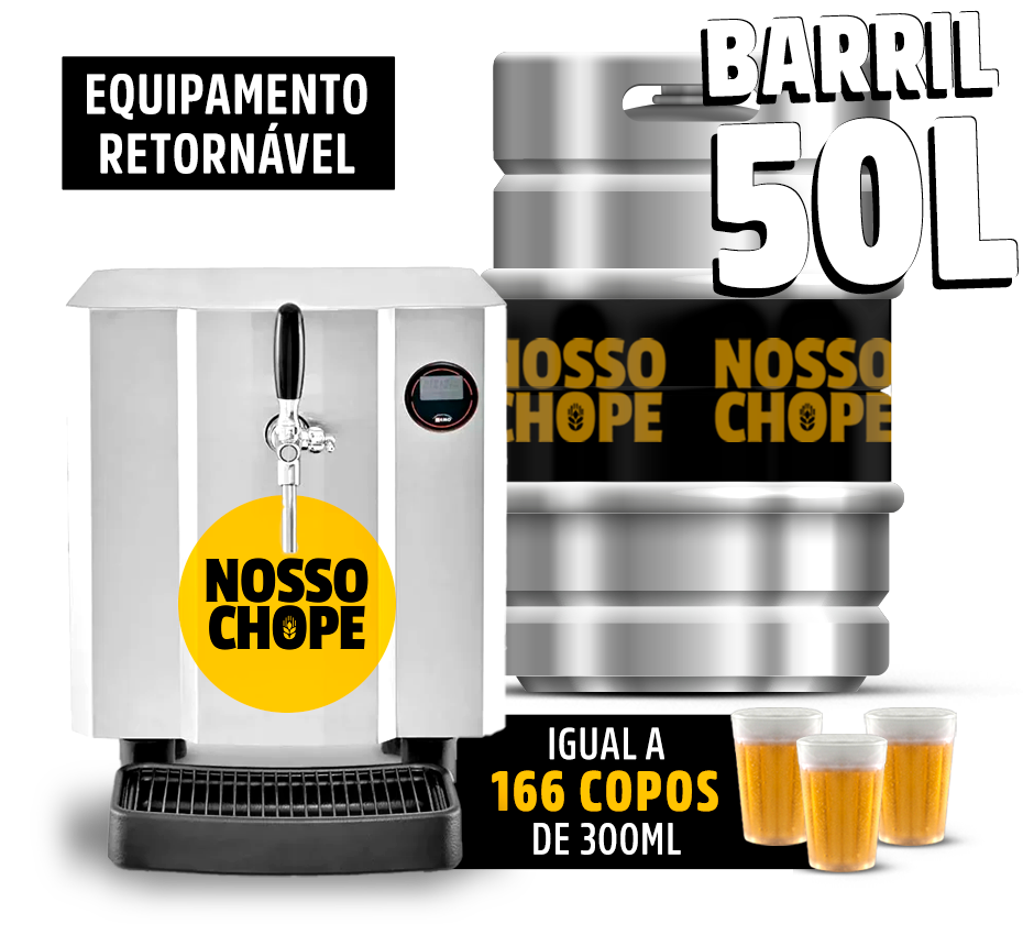 Barril de chope 50L Nosso Chope com chopeira profissional
